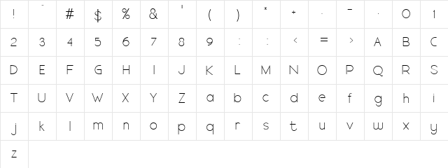 ARTHIQUE DEMO Regular  glyph index
