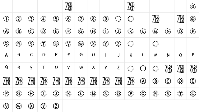 Zone23_hiromi Normal  glyph index
