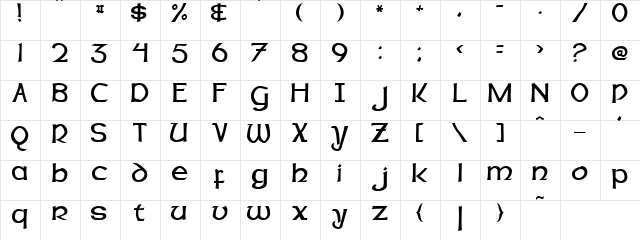 Dalelands Normal  glyph index