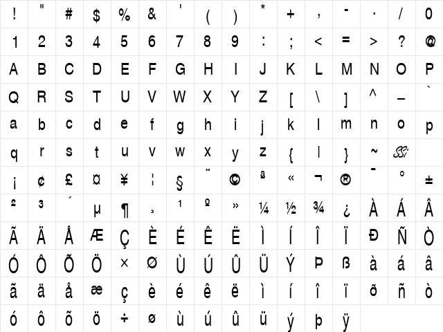 Context Semi Condensed SSi Semi Condensed  glyph index