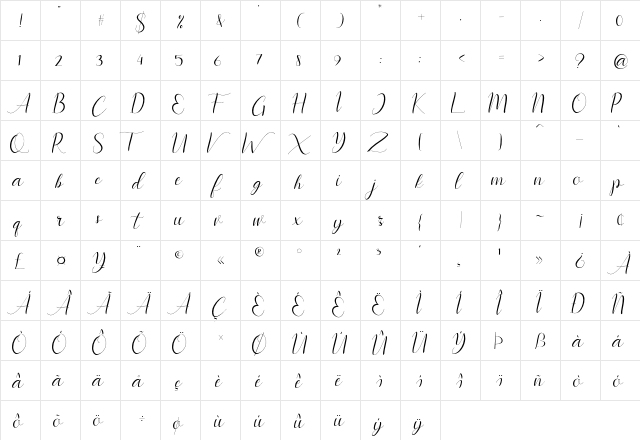 instastory script Regular  glyph index