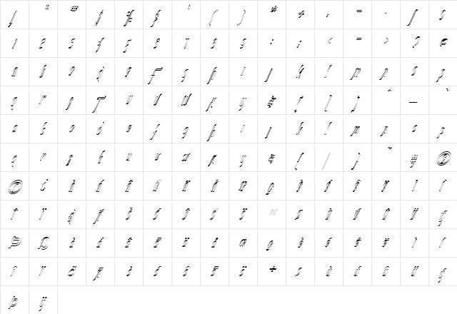 FZ JAZZY 35 HOLLOW ITALIC Normal  glyph index