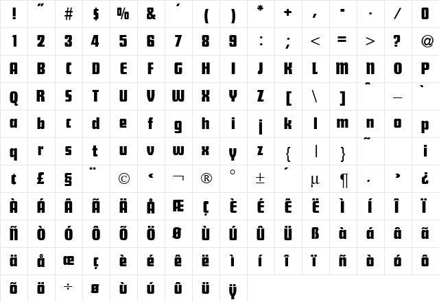 FutoralPlakatDB Normal  glyph index