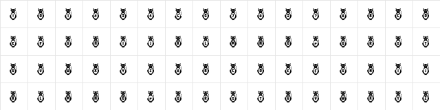 Kitties Regular  glyph index