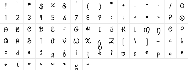 JI Starfish JI Starfish  glyph index