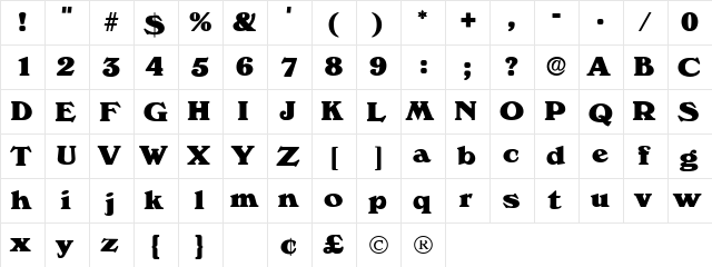 Catalego Display SSi Regular  glyph index