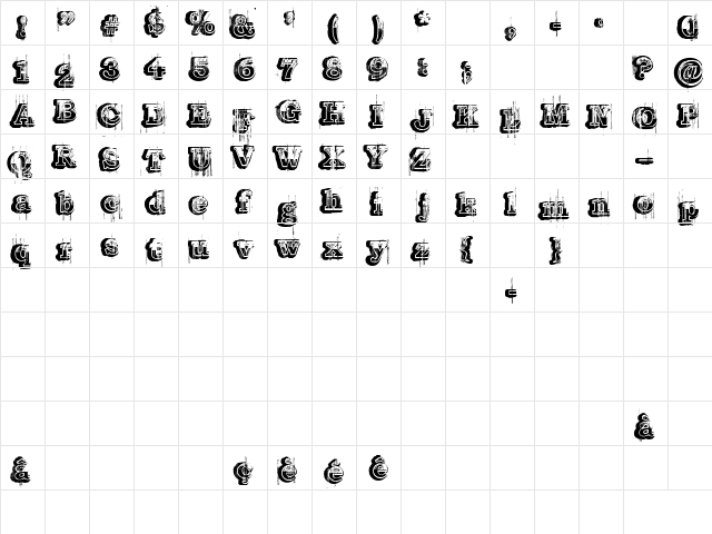 Barber shop Regular  glyph index