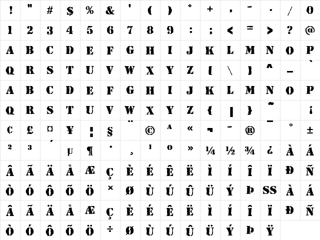 RudakiT Regular  glyph index