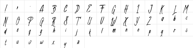 Brave_Signature Regular  glyph index