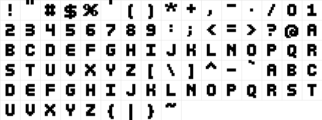 JunkyardCalibo Regular  glyph index