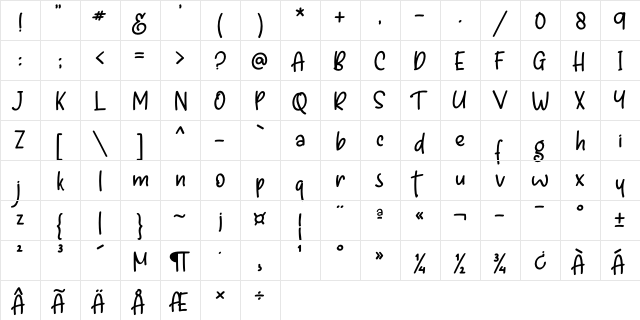 the FReSH of OnioN Regular  glyph index