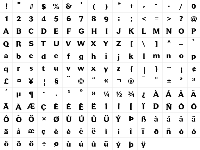 FZ ROMAN 37 Normal  glyph index