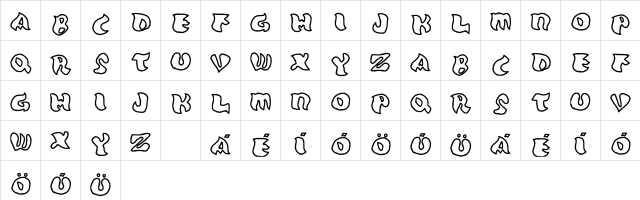 Grafooutline Regular  glyph index