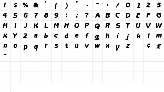 OptasiaSSK Bold Italic  glyph index