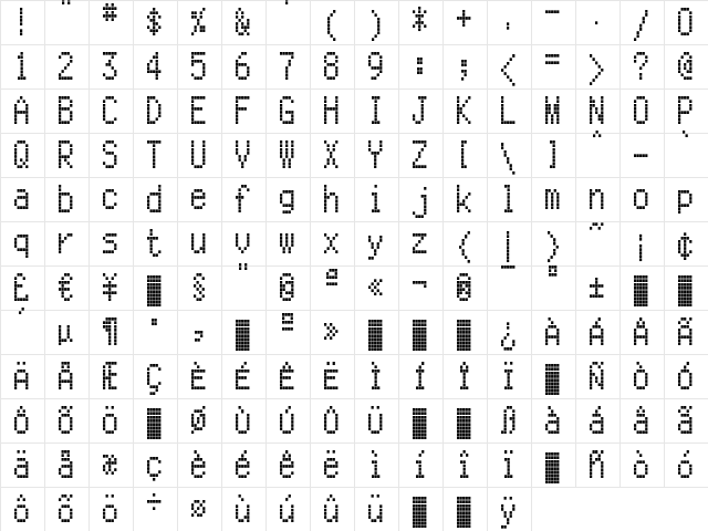 CallSix-Regular Regular  glyph index
