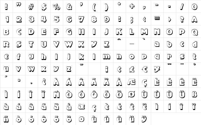 JessyBeckerShadow Regular  glyph index