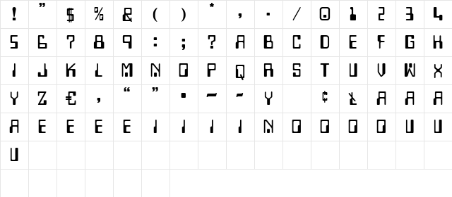 Konvoi Regular  glyph index