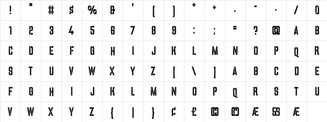 AlexeyOne Medium  glyph index
