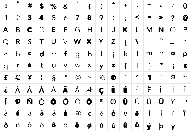 Distro Mix Regular  glyph index