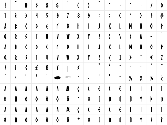 Oh Mighty Isis Bold Bold  glyph index