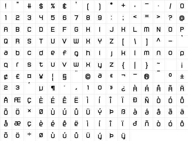 Gamma Orionis Regular  glyph index