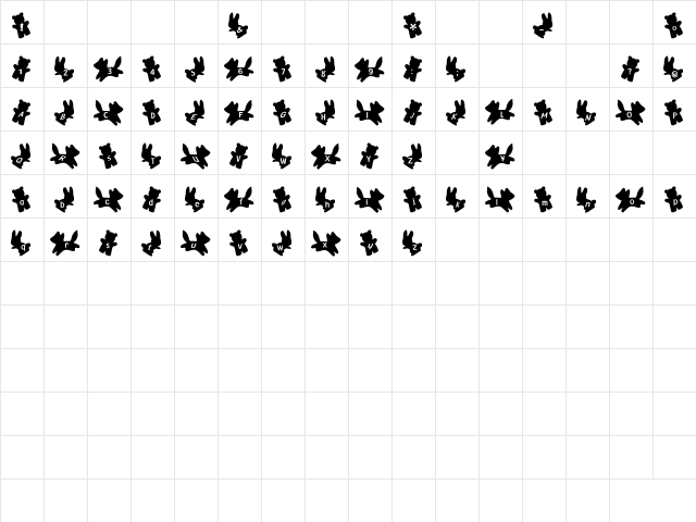 ani Font Regular  glyph index