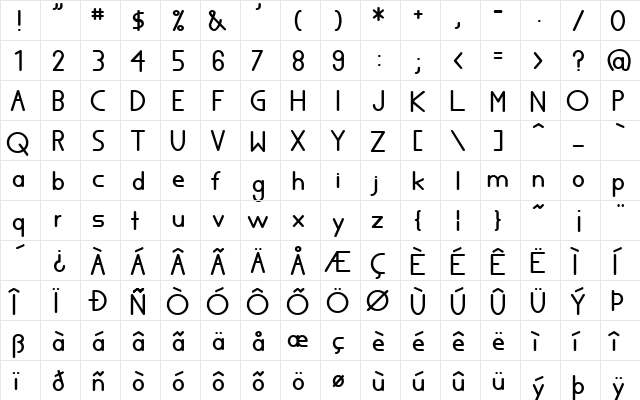 Eloquence Regular  glyph index