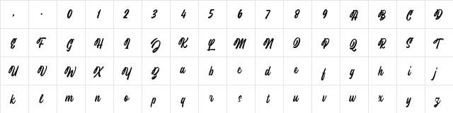 Windgard Regular  glyph index