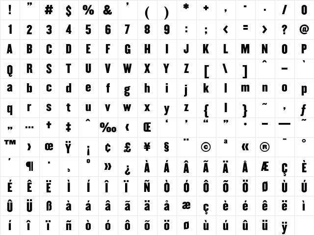 Champion HTF-Welterweight  glyph index