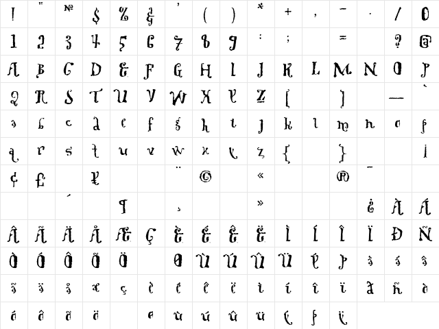 Tree MonkeyPuzzle  glyph index