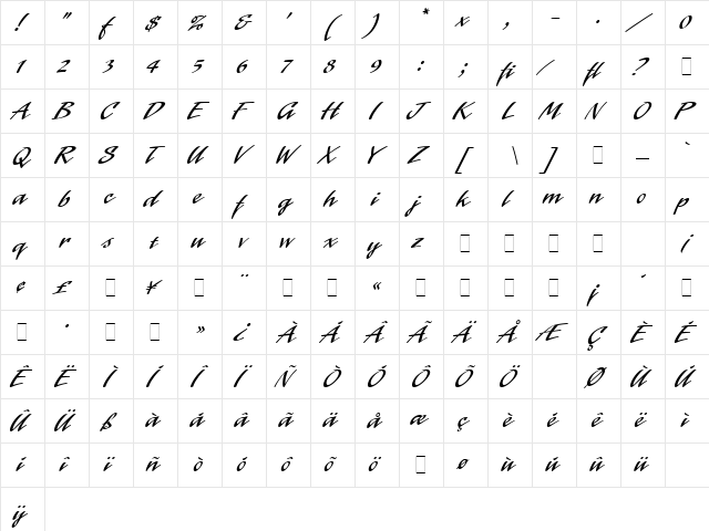 Laser LET Plain  glyph index