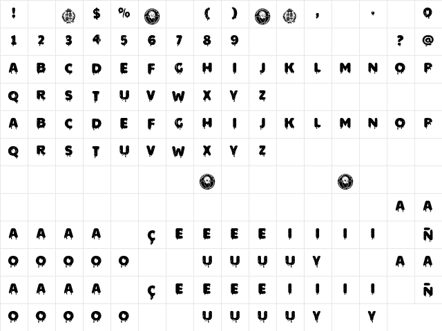 Barcelona Scared Regular  glyph index