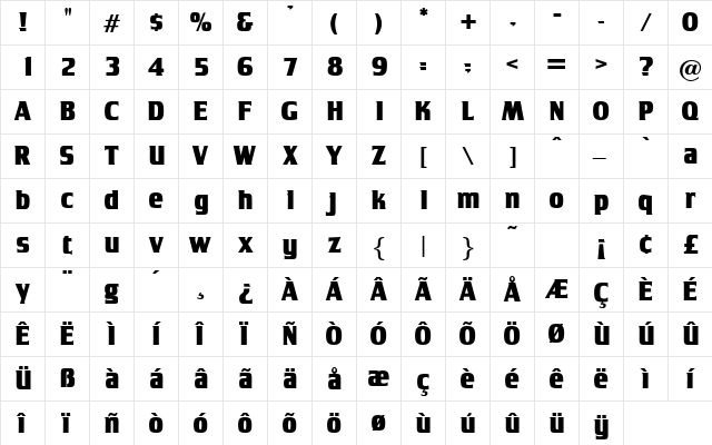 Tamago Regular  glyph index