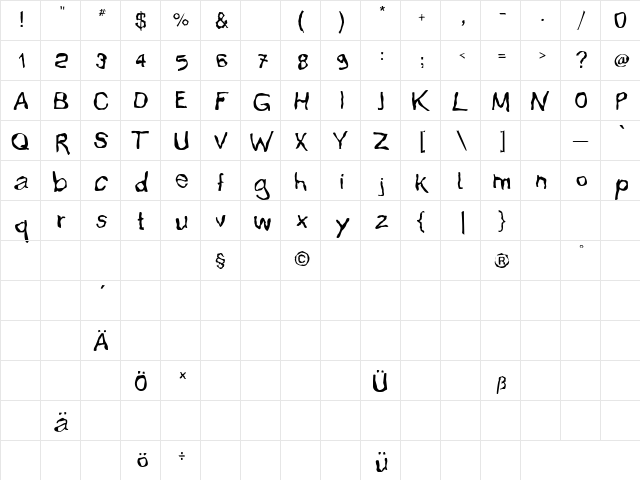Department 21 Regular  glyph index