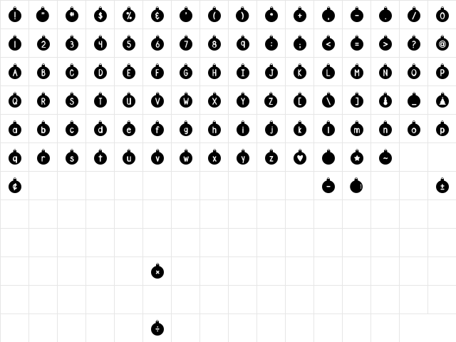 DJB Ornamental Regular  glyph index