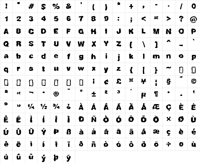 Fully Completely (BRK) Regular  glyph index