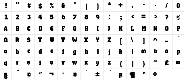 GvardiaHeavyC Regular  glyph index