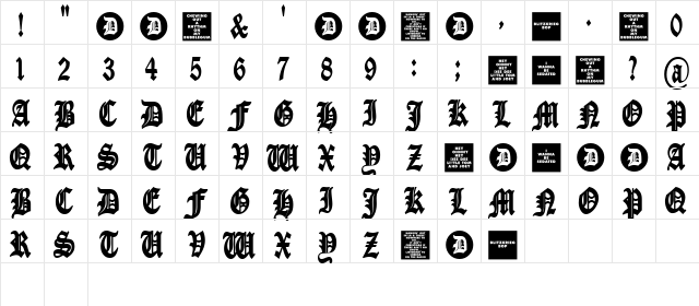 Little Ramona Regular  glyph index