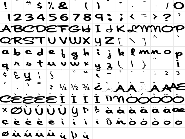 Foote Regular  glyph index