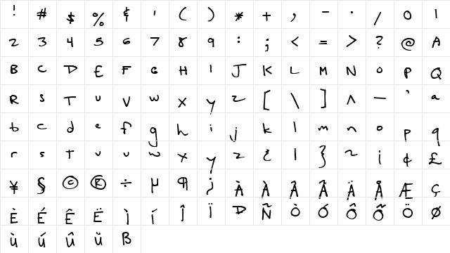 lucy goosey black Regular  glyph index