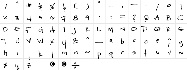 Wordy Diva  glyph index