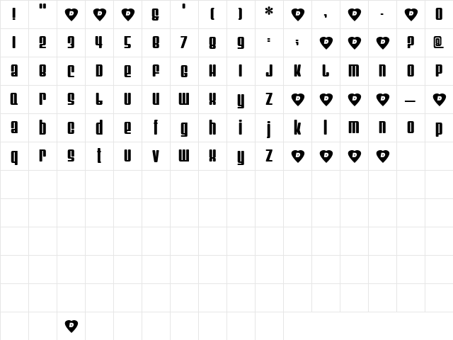 Mod Regular  glyph index
