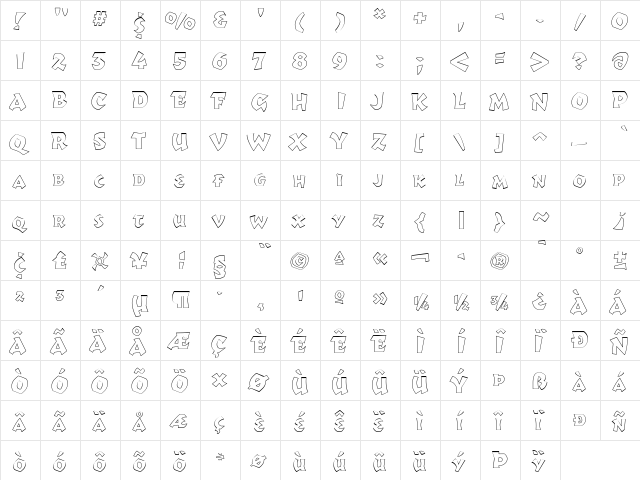 RomulusOutline Black  glyph index