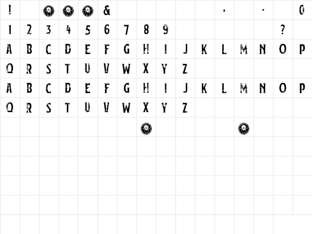 Trapeze Artist Regular  glyph index