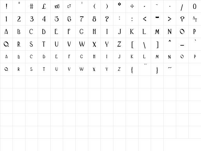 Ampere 1 Regular  glyph index