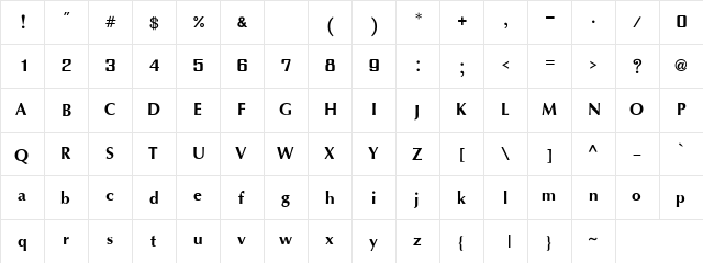 IrisUPC Bold  glyph index