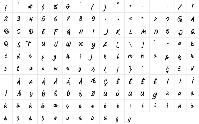 Maira Regular  glyph index