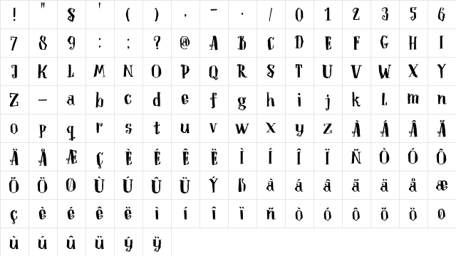 DK Toverheks Regular  glyph index