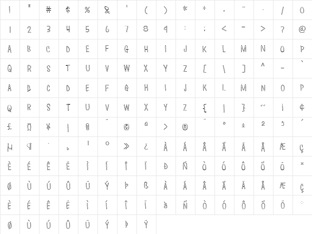 Love Monster Skinny Outline Regular  glyph index