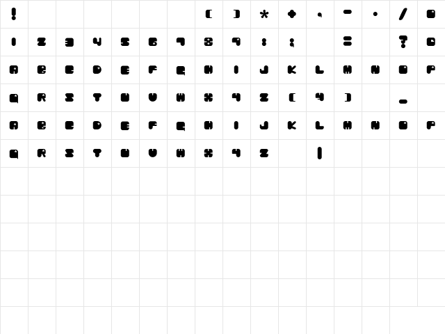 Chibaraki Now Regular  glyph index